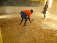 Sweeping classroom floor